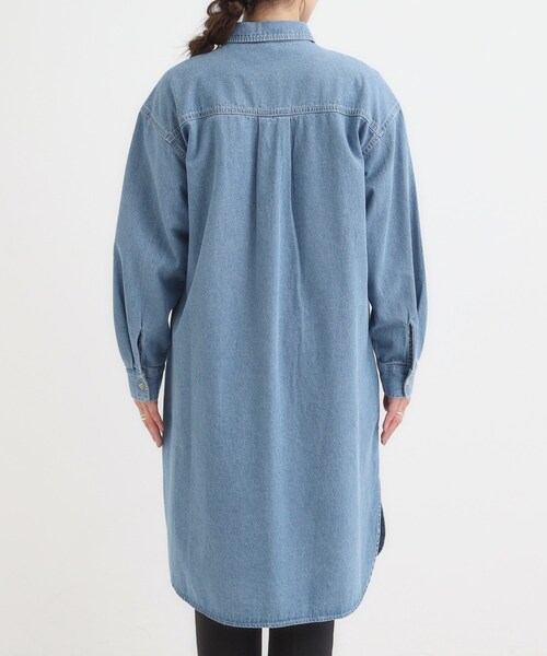 セール】【S-LL】ロングシーズン活躍 デニムシャツワンピース