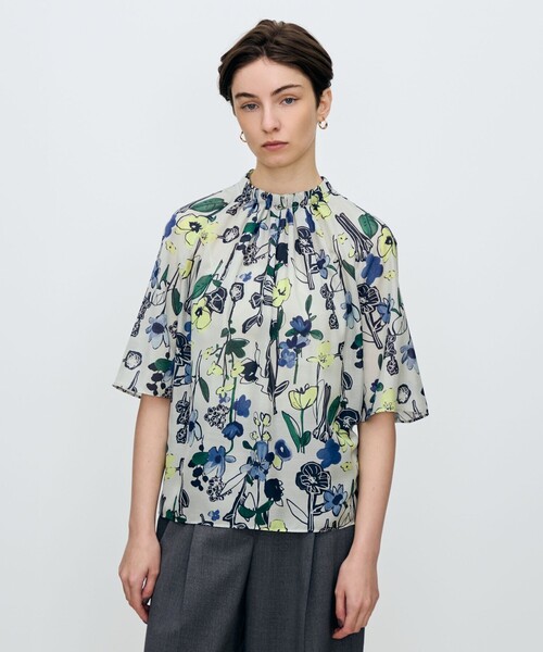 未使用 トゥモローランド 花柄 ブラウス セール】フラワーベッドプリント ネックギャザーブラウス（シャツ