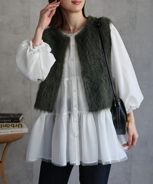 セール】ミンクライク ショートジレ/ベスト（ベスト）｜sakishimatokyo