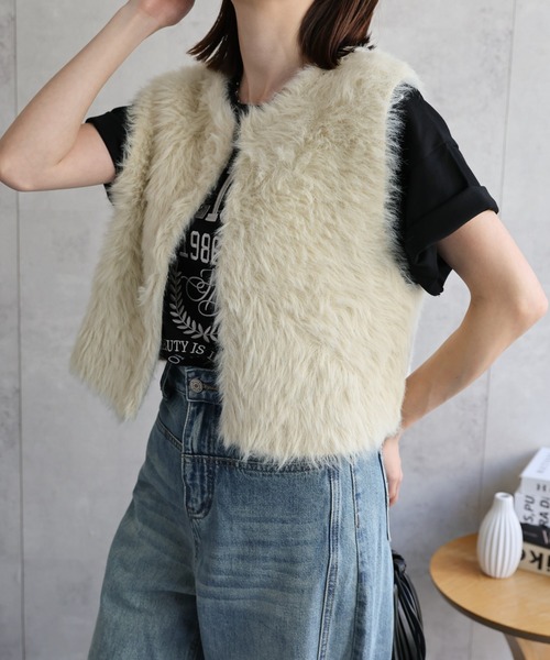 セール】ミンクライク ショートジレ/ベスト（ベスト）｜sakishimatokyo