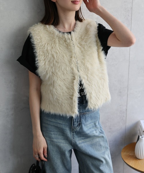 セール】ミンクライク ショートジレ/ベスト（ベスト）｜sakishimatokyo