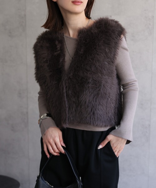 セール】ミンクライク ショートジレ/ベスト（ベスト）｜sakishimatokyo