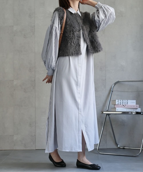 グラデーションシルバーミンク　ショートジレ セール】ミンクライク ショートジレ/ベスト（ベスト）｜sakishimatokyo