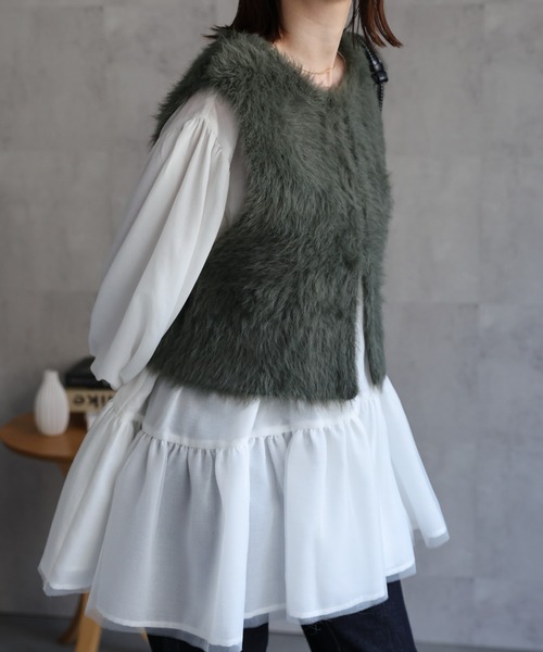 セール】ミンクライク ショートジレ/ベスト（ベスト）｜sakishimatokyo