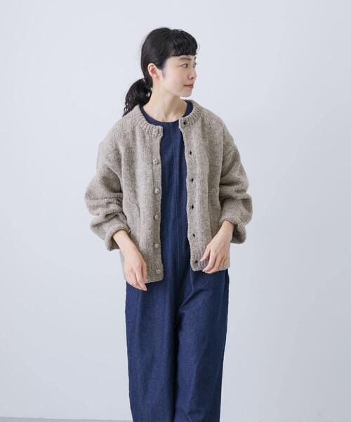 かぐれ（カグレ）の「『2サイズ展開』ペルーニットカーディガン（ニット/セーター・レディース・アイボリー/グレー・LARGE/MEDIUM）」の11枚目の写真