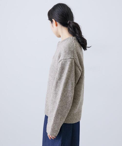 かぐれ ペルークルーネックカーディガン グレー 2サイズ展開』ペルーニットカーディガン（ニット/セーター）｜か