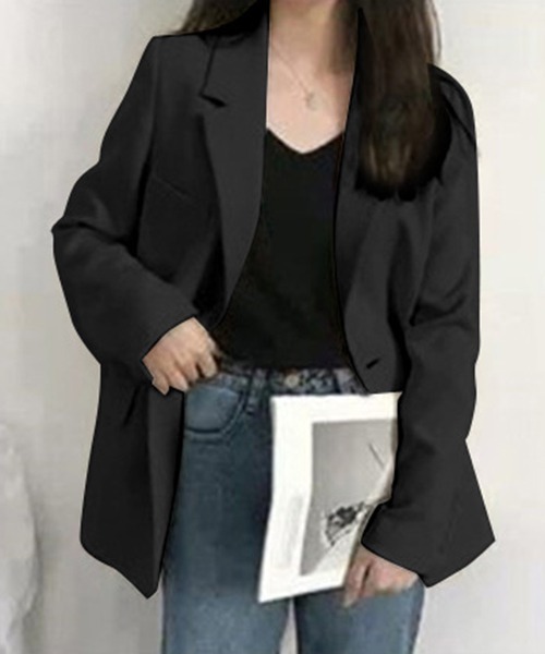 gossip!ロサンゼルス(ゴシップロサンゼルス)の「YUGA シングルボタン 秋のジャケット(テーラードジャケット・レディース・ブラック/オフホワイト/ブラウン・FREE)」の3枚目の写真