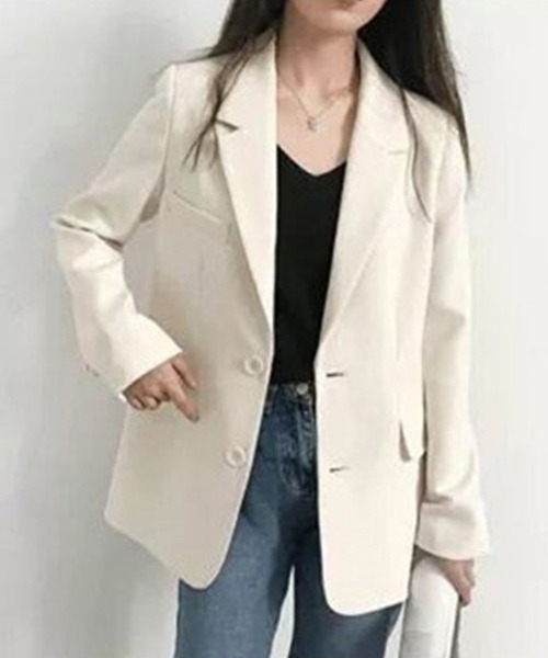 gossip!ロサンゼルス(ゴシップロサンゼルス)の「YUGA シングルボタン 秋のジャケット(テーラードジャケット・レディース・ブラック/オフホワイト/ブラウン・FREE)」の8枚目の写真