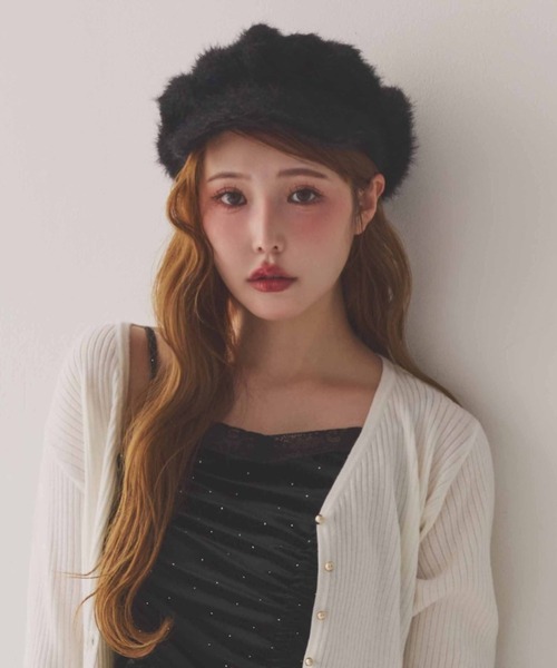 one after another NICE CLAUP(ワンアフターアナザーナイスクラップ)の「シャギーキャスケット(キャスケット・レディース・ブラック/ホワイト・FREE)」の15枚目の写真