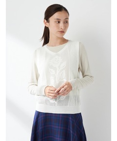 MURRAL/ミューラル】Camouflage embroidered knit cardigan