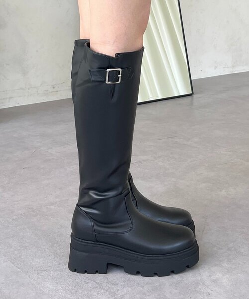 prose verse（プロズヴェール）の「サイドバックル厚底ロングブーツ（ブーツ・レディース・ブラック・MEDIUM/X-LARGE/SMALL/LARGE）」の4枚目の写真