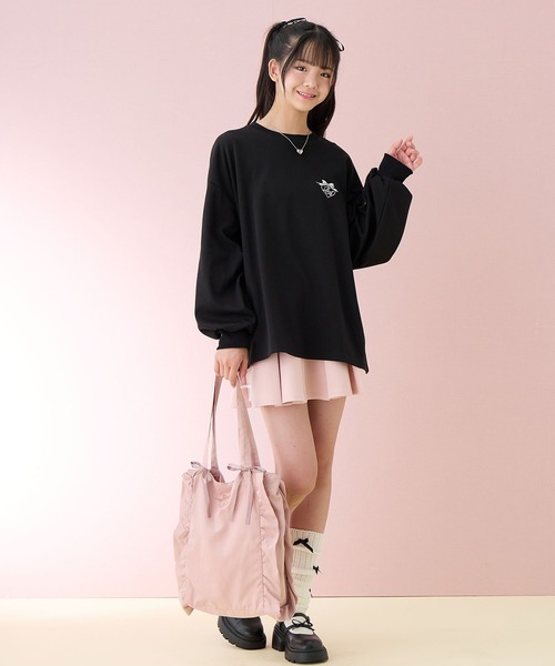 Amourire girl（アムリールガール）の「フリルリボンBAG（トートバッグ・キッズ・オフホワイト/ピンク・FREE）」の5枚目の写真