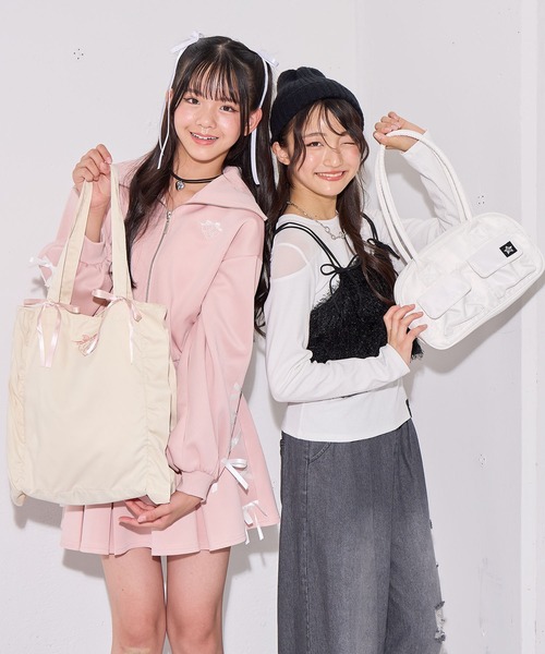 Amourire girl（アムリールガール）の「フリルリボンBAG（トートバッグ・キッズ・オフホワイト/ピンク・FREE）」の17枚目の写真