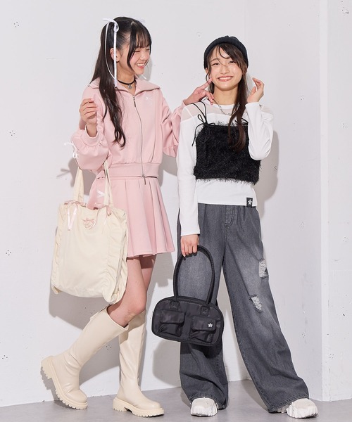 Amourire girl（アムリールガール）の「フリルリボンBAG（トートバッグ・キッズ・オフホワイト/ピンク・FREE）」の14枚目の写真