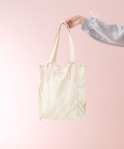 Amourire girl（アムリールガール）の「フリルリボンBAG（トートバッグ・キッズ・オフホワイト/ピンク・FREE）」の12枚目の写真
