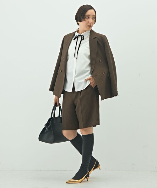 NOLLEY’S（ノーリーズ）の「ウォッシャブルリボン付きシャツ（シャツ/ブラウス・レディース・サックスブルー/キャメル/ホワイト・38/36）」の5枚目の写真