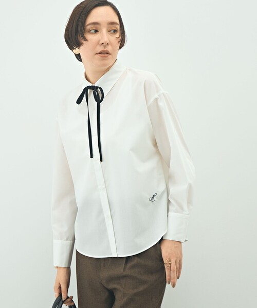 NOLLEY’S（ノーリーズ）の「ウォッシャブルリボン付きシャツ（シャツ/ブラウス・レディース・サックスブルー/キャメル/ホワイト・38/36）」の8枚目の写真