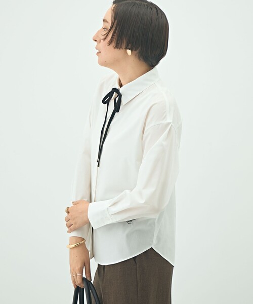 NOLLEY’S（ノーリーズ）の「ウォッシャブルリボン付きシャツ（シャツ/ブラウス・レディース・サックスブルー/キャメル/ホワイト・38/36）」の9枚目の写真