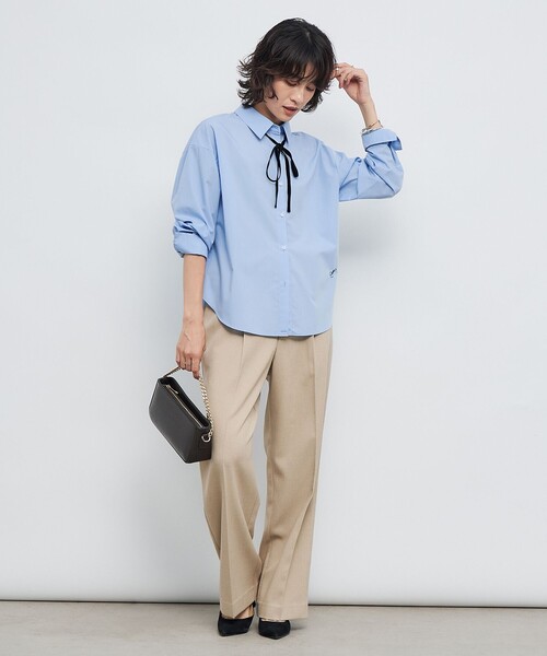 NOLLEY’S（ノーリーズ）の「ウォッシャブルリボン付きシャツ（シャツ/ブラウス・レディース・サックスブルー/キャメル/ホワイト・38/36）」の13枚目の写真