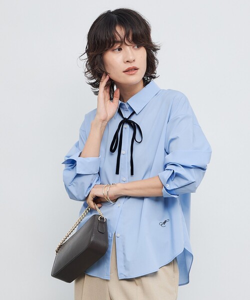 NOLLEY’S（ノーリーズ）の「ウォッシャブルリボン付きシャツ（シャツ/ブラウス・レディース・サックスブルー/キャメル/ホワイト・38/36）」の16枚目の写真