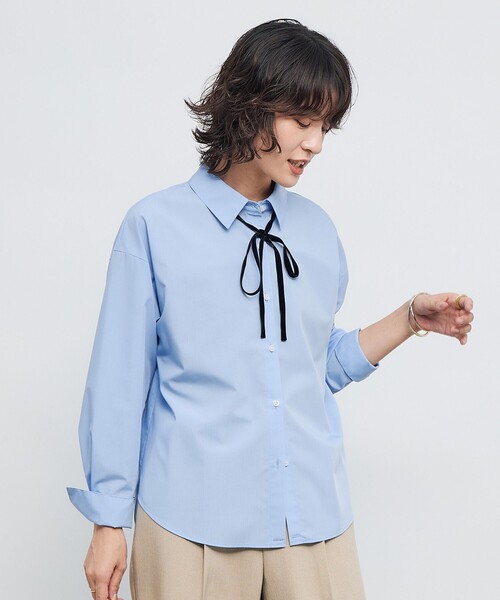 セール】ウォッシャブルリボン付きシャツ（シャツ/ブラウス