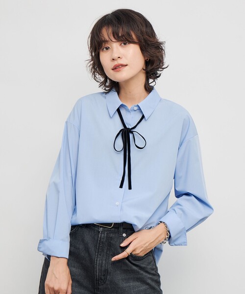 NOLLEY’S（ノーリーズ）の「ウォッシャブルリボン付きシャツ（シャツ/ブラウス・レディース・サックスブルー/キャメル/ホワイト・38/36）」の22枚目の写真