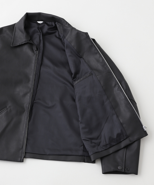 カーフL レザーショートブルゾン（ライダースジャケット）｜417