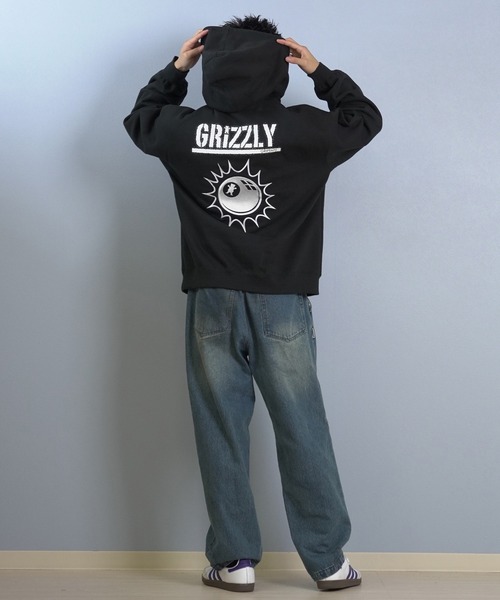 GRIZZLY（グリズリー）の「GRIZZLY/グリズリー プルオーバー/パーカー バックプリント G25FW-4303（パーカー・メンズ・シルバーグレー/ブラック・M/L/XL）」の7枚目の写真