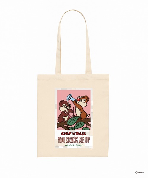 Disney(ディズニー)の「Chip 'n' Dale / TOTE Designed by NAIJEL GRAPH(トートバッグ・メンズ・ブラック/ホワイト・FREE)」の1枚目の写真