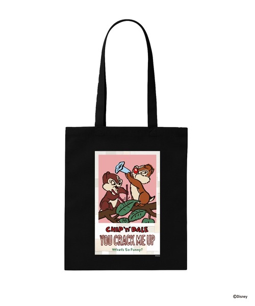 Disney(ディズニー)の「Chip 'n' Dale / TOTE Designed by NAIJEL GRAPH(トートバッグ・メンズ・ブラック/ホワイト・FREE)」の2枚目の写真
