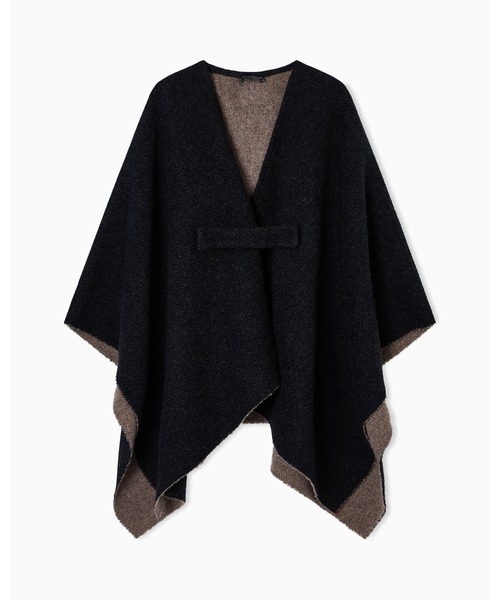 EMPORIO ARMANI(エンポリオアルマーニ)の「【エンポリオ アルマーニ】ダブルフェイスケープ ウール(ポンチョ・レディース・ブラック・FREE)」の3枚目の写真