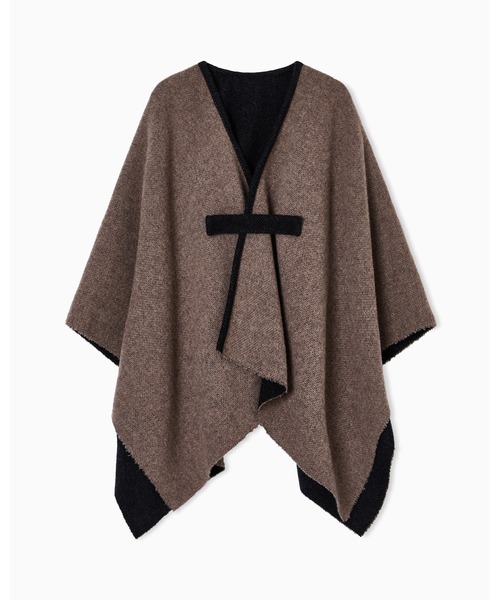 EMPORIO ARMANI(エンポリオアルマーニ)の「【エンポリオ アルマーニ】ダブルフェイスケープ ウール(ポンチョ・レディース・ブラック・FREE)」の5枚目の写真