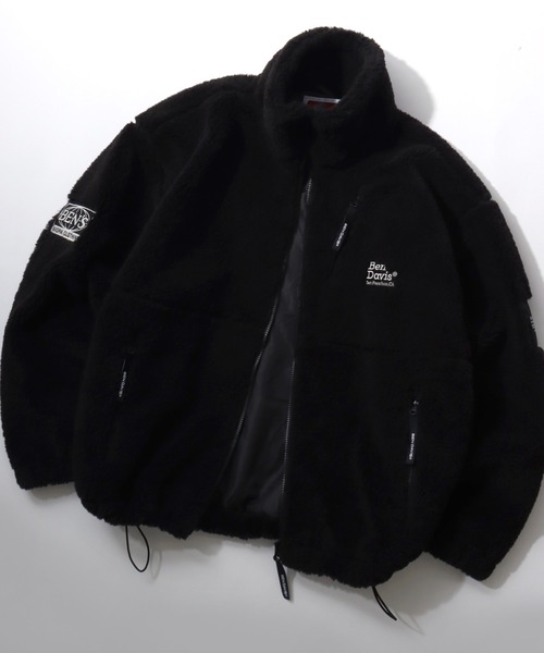 BEN DAVIS(ベンデイビス)の「BEN DAVIS/ベンデイビス DAZZLE BOA JACKET/オーバーサイズ シープボア ジップアップジャケット/ボアフリースブルゾン/レディース メンズ(ブルゾン・メンズ・ホワイト/ブラック・M/L/XL)」の1枚目の写真