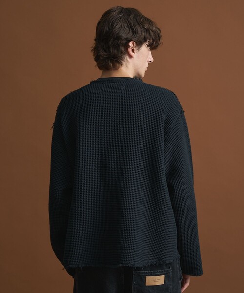 PUBLIC TOKYO（パブリックトウキョウ）の「NAPRON/SHIOTA　ワッフルカーディガン（カーディガン/ボレロ・メンズ・ブラック/ピンクベージュ・FREE）」の6枚目の写真