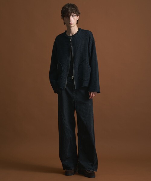 PUBLIC TOKYO（パブリックトウキョウ）の「NAPRON/SHIOTA　ワッフルカーディガン（カーディガン/ボレロ・メンズ・ブラック/ピンクベージュ・FREE）」の7枚目の写真