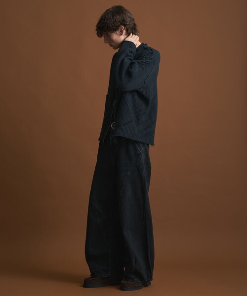 PUBLIC TOKYO（パブリックトウキョウ）の「NAPRON/SHIOTA　ワッフルカーディガン（カーディガン/ボレロ・メンズ・ブラック/ピンクベージュ・FREE）」の9枚目の写真