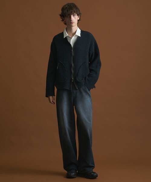 PUBLIC TOKYO（パブリックトウキョウ）の「NAPRON/SHIOTA　ワッフルカーディガン（カーディガン/ボレロ・メンズ・ブラック/ピンクベージュ・FREE）」の12枚目の写真