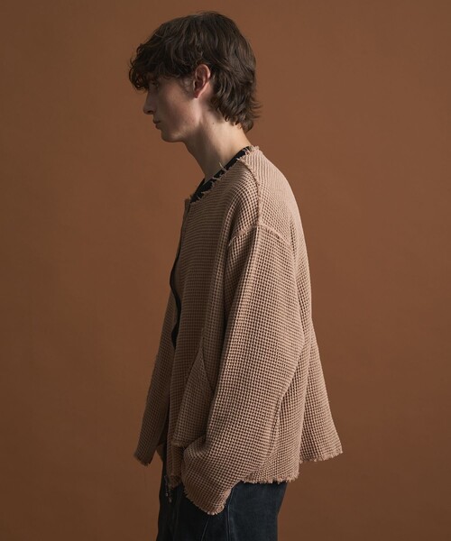 PUBLIC TOKYO（パブリックトウキョウ）の「NAPRON/SHIOTA　ワッフルカーディガン（カーディガン/ボレロ・メンズ・ブラック/ピンクベージュ・FREE）」の15枚目の写真