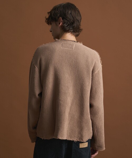 PUBLIC TOKYO（パブリックトウキョウ）の「NAPRON/SHIOTA　ワッフルカーディガン（カーディガン/ボレロ・メンズ・ブラック/ピンクベージュ・FREE）」の16枚目の写真