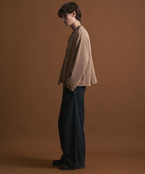 PUBLIC TOKYO（パブリックトウキョウ）の「NAPRON/SHIOTA　ワッフルカーディガン（カーディガン/ボレロ・メンズ・ブラック/ピンクベージュ・FREE）」の18枚目の写真