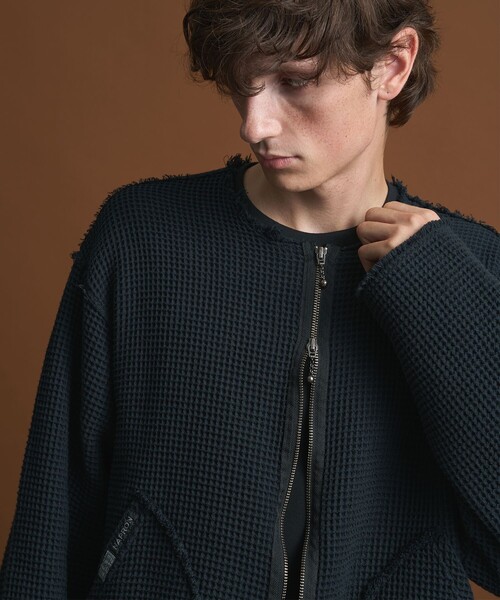 PUBLIC TOKYO（パブリックトウキョウ）の「NAPRON/SHIOTA　ワッフルカーディガン（カーディガン/ボレロ・メンズ・ブラック/ピンクベージュ・FREE）」の20枚目の写真