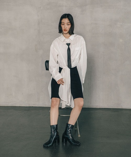 LEPSIM（レプシィム）の「《オフィスライン》ロングスリットシャツワンピース　582133（シャツワンピース・レディース・オフホワイト/ブルー/ストライプ・FREE）」の9枚目の写真