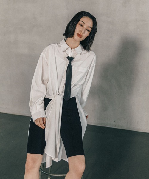 LEPSIM（レプシィム）の「《オフィスライン》ロングスリットシャツワンピース　582133（シャツワンピース・レディース・オフホワイト/ブルー/ストライプ・FREE）」の12枚目の写真