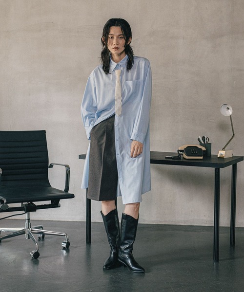 LEPSIM（レプシィム）の「《オフィスライン》ロングスリットシャツワンピース　582133（シャツワンピース・レディース・オフホワイト/ブルー/ストライプ・FREE）」の17枚目の写真