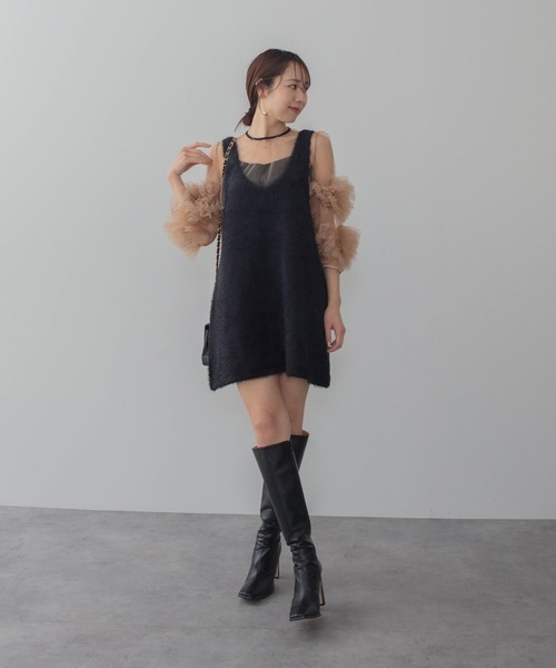 セール】【LEJA】フラワースパンコールチュールフリルスリーブIライン