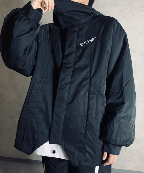 セール】ハイネック 中綿 ミドルコート / 中綿ブルゾン ワンポイント