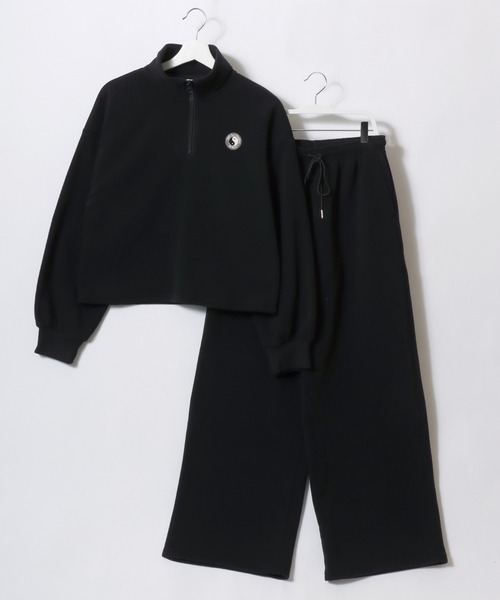 M セットアップ スウッシュ ハーフジップ パンツ 上下 スウェット 黒 M セットアップ スウッシュ ハーフジップ パンツ 上下 スウェット 黒