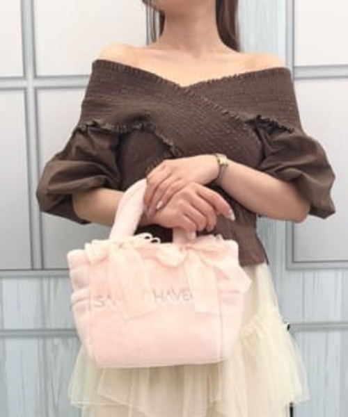 SAMANTHAVEGA（サマンサベガ）の「シフォンリボンファーハンドバッグ（ハンドバッグ・レディース・ピンク/ライトブルー/ブラック/ホワイト・FREE）」の4枚目の写真