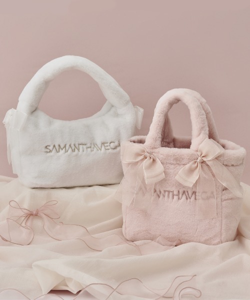 SAMANTHAVEGA（サマンサベガ）の「シフォンリボンファーハンドバッグ（ハンドバッグ・レディース・ピンク/ライトブルー/ブラック/ホワイト・FREE）」の6枚目の写真