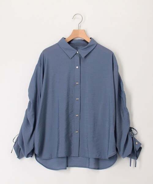 MICO COULIER（ミコクリエ）の「ECOVEROソフトローンギャザー＋リボンスリーブブラウス（シャツ/ブラウス・レディース・グレイッシュブルー/オリーブ/ブラウン・38）」の17枚目の写真